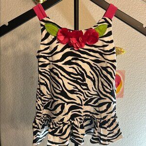 Youngland Zebra Print Dress with Pink and Red Accents